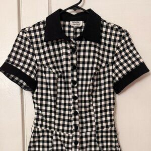 Unique Vintage Black and White Gingham Romper Size Small